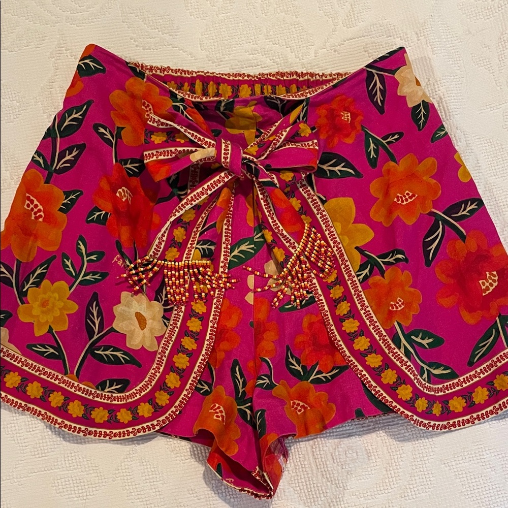 FARM Rio Pink Floral Tie-Waist Shorts